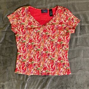 Crazy Horse | Red paisley baby tee | Size M | Like-New